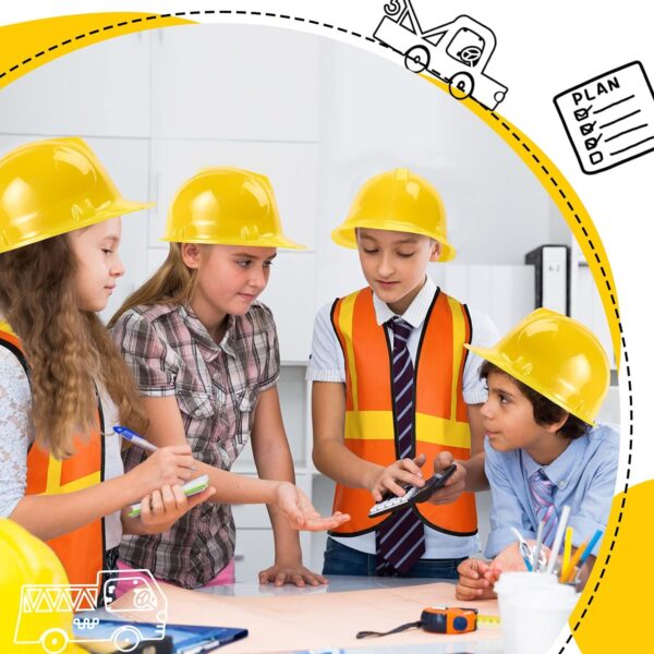 48 Pieces Kids Construction Worker Costume Includes 24 Pcs Construction Hats and 24 Pcs Construction Vests for Kids Birthday Party Halloween Construction Worker Costume Favor Decoration - Image 7