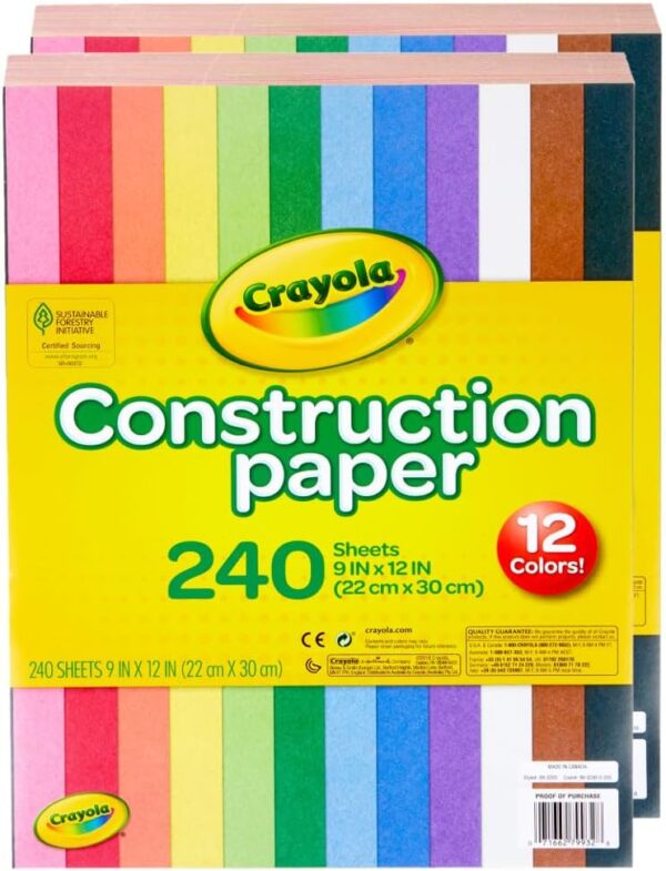 Crayola Construction Paper - 480ct (2pck), Bulk School Supplies For Kids, Classroom Supplies, Art Paper for Arts & Crafts - Image 3