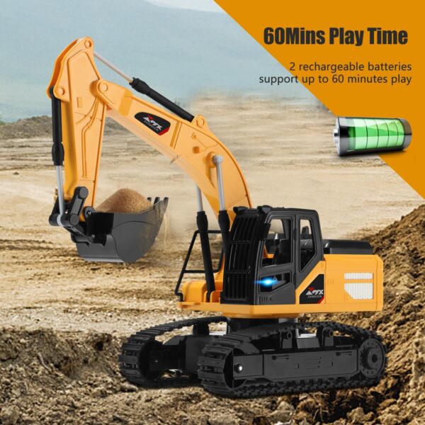 Remote Control Excavator Toys for Boys, RC Excavator Toy for Boys 3 4 5 6 7 8 Year Old Kids Christmas Birthday Gift，RC Digger Truck Construction Vehicles with Metal Shovel & Light - Image 2