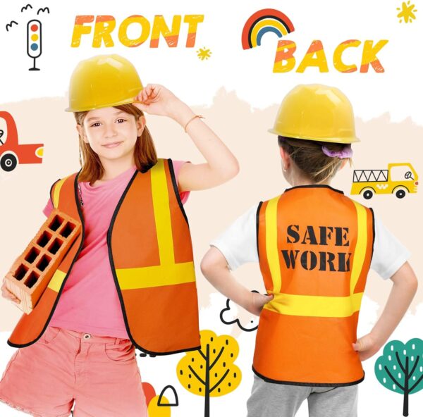 24 Pieces Construction Worker Costume Construction Role Play Set Including Construction Vest and Hat Construction Birthday Party Costume Supplies for Dressing Construction Party - Image 2