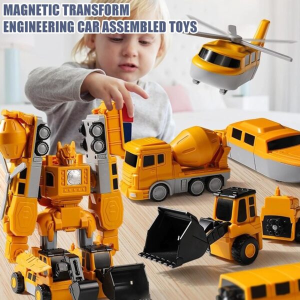 Magnetic Transform Engineering Car Assembled Toys,Toy Construction Vehicles with Storage Box,Magnetic Blocks for Kids Age 3-5 4-8 Outdoor Toddler Activities Toys(Engineering Series-35 Pcs) - Image 4