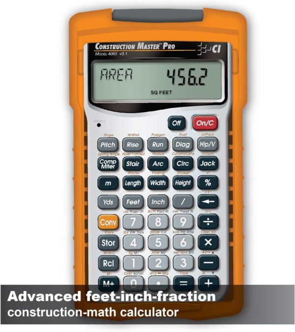 Calculated Industries 4065 Construction Master Pro Advanced Construction Math Feet-inch-Fraction Calculator for Contractors, Estimators, Builders, Framers, Remodelers, Renovators and Carpenters - Image 2