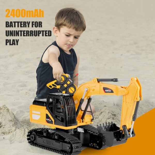 Remote Control Excavator Toys for Boys, RC Excavator Toy for Boys 3 4 5 6 7 8 Year Old Kids Christmas Birthday Gift，RC Digger Truck Construction Vehicles with Metal Shovel & Light - Image 8