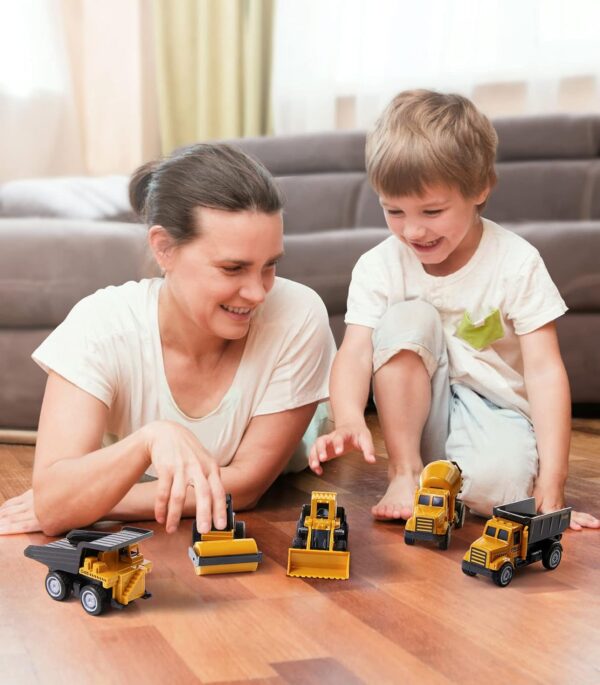 Geyiie Alloy Small Construction Car Vehicles, Die Cast Mini Construction Truck Toys, Heavy Duty Bulldozer Excavator Dump Toy Outdoor Sand Gift for Kid - Image 7