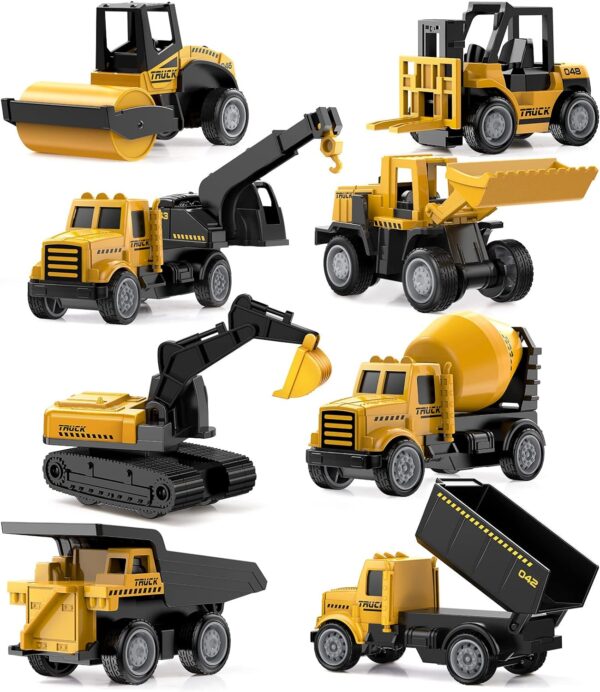 Geyiie Alloy Small Construction Car Vehicles, Die Cast Mini Construction Truck Toys, Heavy Duty Bulldozer Excavator Dump Toy Outdoor Sand Gift for Kid