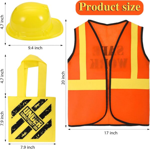 24 Pcs Construction Dress up Supplies Kids Costume Including Tote Bag Vest Construction Hat for Kids Age 3-8 - Image 2