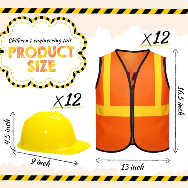 24 Pieces Construction Worker Costume Construction Role Play Set Including Construction Vest and Hat Construction Birthday Party Costume Supplies for Dressing Construction Party - Image 3