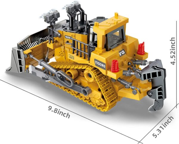 Dwi Dowellin Rc Bulldozer Toys for Boys,Construction Remote Control Bulldozer with Metal bulldozing Shovel Lights/Sounds for Kids Boys - Image 2