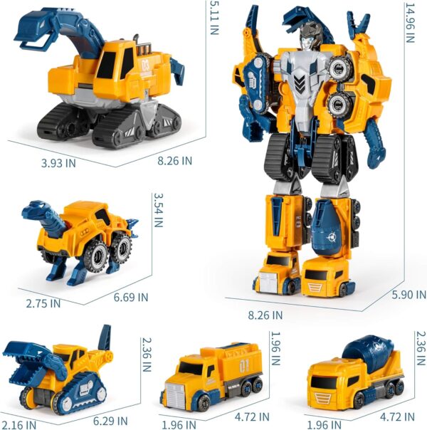 MIEBELY Toddler Robot Construction Vehicles Set – 5Pcs Transforming Robots for Kids - Magnetic Toys with Durable Connectors – Easy DIY Assembly Function – 5-in-1 Educational STEM Toys - Image 6