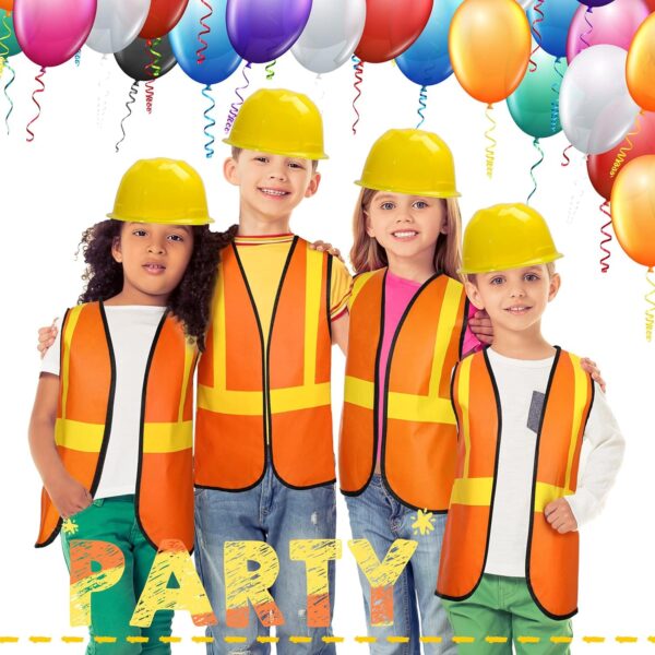 24 Pieces Construction Worker Costume Construction Role Play Set Including Construction Vest and Hat Construction Birthday Party Costume Supplies for Dressing Construction Party - Image 5