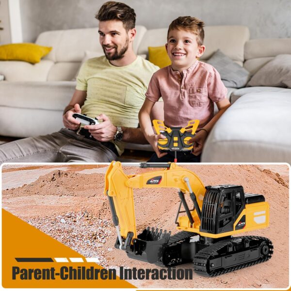 Remote Control Excavator Toys for Boys, RC Excavator Toy for Boys 3 4 5 6 7 8 Year Old Kids Christmas Birthday Gift，RC Digger Truck Construction Vehicles with Metal Shovel & Light - Image 9