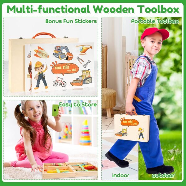 Bravmate Kids Tool Set, Wooden Montessori Toddler Tool Kit with A Box, Educational Toys for 2 3 4 5 Years Old Boys Girls, Best Birthday Gift for Kids - Image 3