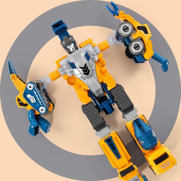 MIEBELY Toddler Robot Construction Vehicles Set – 5Pcs Transforming Robots for Kids - Magnetic Toys with Durable Connectors – Easy DIY Assembly Function – 5-in-1 Educational STEM Toys - Image 3